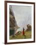 A Girl with Goats by a Fjord-Hans Dahl-Framed Giclee Print