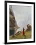 A Girl with Goats by a Fjord-Hans Dahl-Framed Giclee Print