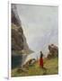 A Girl with Goats by a Fjord-Hans Dahl-Framed Giclee Print