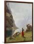 A Girl with Goats by a Fjord-Hans Dahl-Framed Giclee Print