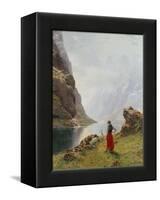 A Girl with Goats by a Fjord-Hans Dahl-Framed Stretched Canvas