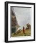 A Girl with Goats by a Fjord-Hans Dahl-Framed Giclee Print