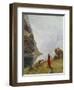 A Girl with Goats by a Fjord-Hans Dahl-Framed Premium Giclee Print