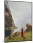 A Girl with Goats by a Fjord-Hans Dahl-Mounted Premium Giclee Print