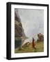 A Girl with Goats by a Fjord-Hans Dahl-Framed Giclee Print