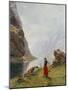 A Girl with Goats by a Fjord-Hans Dahl-Mounted Giclee Print