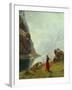 A Girl with Goats by a Fjord-Hans Andreas Dahl-Framed Giclee Print