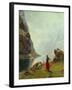 A Girl with Goats by a Fjord-Hans Andreas Dahl-Framed Giclee Print