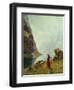 A Girl with Goats by a Fjord-Hans Andreas Dahl-Framed Giclee Print