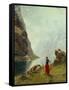 A Girl with Goats by a Fjord-Hans Andreas Dahl-Framed Stretched Canvas