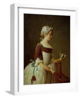 A Girl with Shuttlecock, 1737-Jean-Baptiste Simeon Chardin-Framed Giclee Print