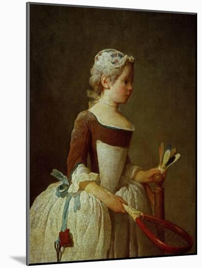 A Girl with Shuttlecock, 1737-Jean-Baptiste Simeon Chardin-Mounted Giclee Print