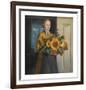 A Girl with Sunflowers-Michael Ancher-Framed Premium Giclee Print