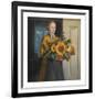 A Girl with Sunflowers-Michael Ancher-Framed Premium Giclee Print