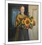 A Girl with Sunflowers-Michael Ancher-Mounted Premium Giclee Print