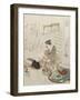 A Girl with Two Cats-Ryuryukyo Shinsai-Framed Giclee Print