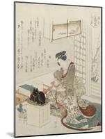 A Girl with Two Cats-Ryuryukyo Shinsai-Mounted Giclee Print