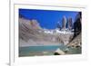 A glacial lake and the rock towers that give the Torres del Paine range its name, Torres del Paine-Alex Robinson-Framed Photographic Print