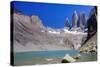 A glacial lake and the rock towers that give the Torres del Paine range its name, Torres del Paine-Alex Robinson-Stretched Canvas