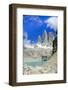 A glacial lake and the rock towers that give the Torres del Paine range its name, Torres del Paine -Alex Robinson-Framed Photographic Print