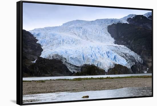 A glacier in the Darwin Mountain range, Alberto de Agostini National Park, Tierra del Fuego, Patago-Alex Robinson-Framed Stretched Canvas