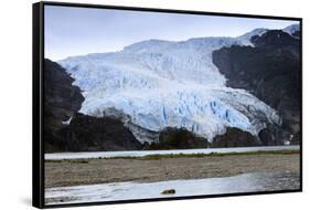 A glacier in the Darwin Mountain range, Alberto de Agostini National Park, Tierra del Fuego, Patago-Alex Robinson-Framed Stretched Canvas