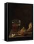 A Glass of Beer and a Bread Roll on a Table-Balthasar Denner-Framed Stretched Canvas