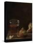 A Glass of Beer and a Bread Roll on a Table-Balthasar Denner-Stretched Canvas