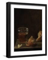 A Glass of Beer and a Bread Roll on a Table-Balthasar Denner-Framed Giclee Print