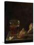 A Glass of Beer and a Bread Roll on a Table-Balthasar Denner-Stretched Canvas