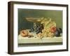 A Glass of Champagne, Grapes Plums and a Peach on a Marble Ledge-Emilie Preyer-Framed Giclee Print