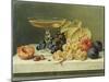 A Glass of Champagne, Grapes Plums and a Peach on a Marble Ledge-Emilie Preyer-Mounted Giclee Print