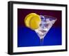 A Glass of Martini with Ice Cubes and Lemon Slices-null-Framed Photographic Print