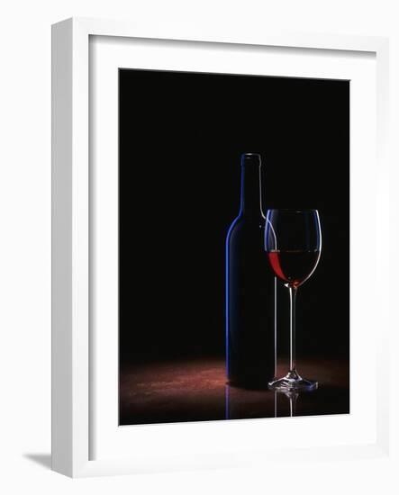 A Glass of Red Wine and a Wine Bottle-Roland Krieg-Framed Photographic Print