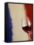 A Glass of Red Wine in Front of the French Flag-Steven Morris-Framed Stretched Canvas
