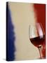 A Glass of Red Wine in Front of the French Flag-Steven Morris-Stretched Canvas