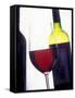 A Glass of Red Wine with a Bottle in the Background-Armin Faber-Framed Stretched Canvas