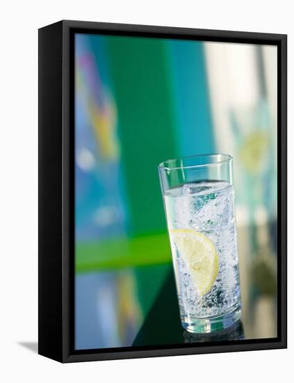 A Glass of Sparkling Mineral Water with a Wedge of Lemon-Brigitte Protzel-Framed Stretched Canvas