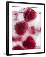 A Glass of Water with Raspberry Ice Cubes-Nadja Walger-Framed Photographic Print