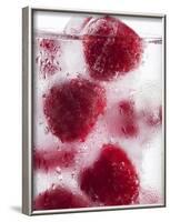 A Glass of Water with Raspberry Ice Cubes-Nadja Walger-Framed Photographic Print