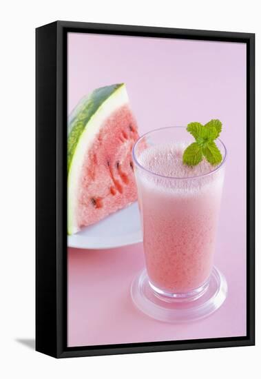 A Glass of Watermelon Smoothie-Flávio Coelho-Framed Stretched Canvas