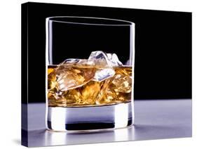 A Glass of Whisky with Ice Cubes-Mark Vogel-Stretched Canvas