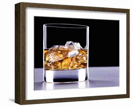 A Glass of Whisky with Ice Cubes-Mark Vogel-Framed Photographic Print