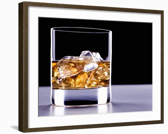 A Glass of Whisky with Ice Cubes-Mark Vogel-Framed Photographic Print