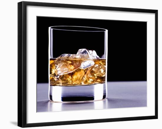 A Glass of Whisky with Ice Cubes-Mark Vogel-Framed Photographic Print