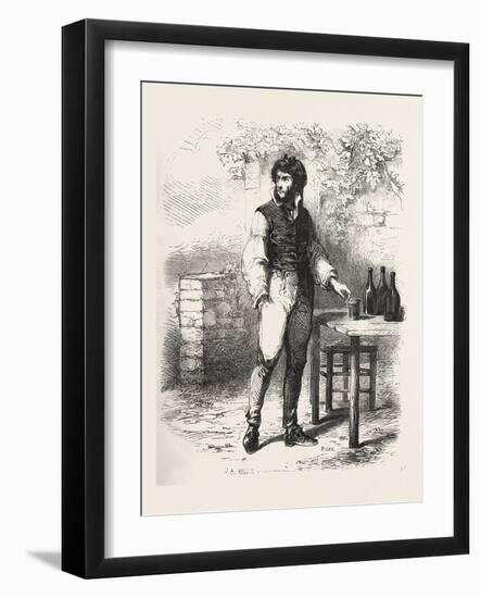 A Glass of Wine in the Garden-null-Framed Giclee Print