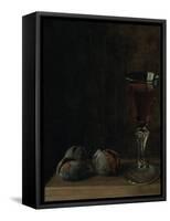 A Glass of Wine with Walnuts on a Table-Balthasar Denner-Framed Stretched Canvas