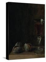 A Glass of Wine with Walnuts on a Table-Balthasar Denner-Stretched Canvas