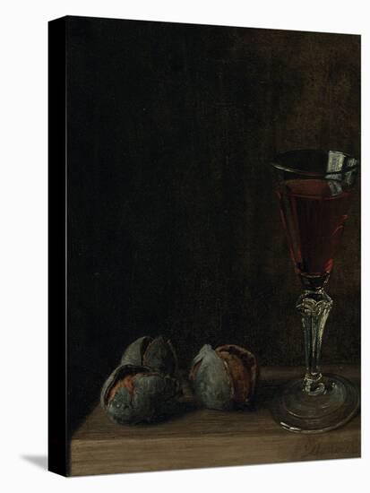 A Glass of Wine with Walnuts on a Table-Balthasar Denner-Stretched Canvas