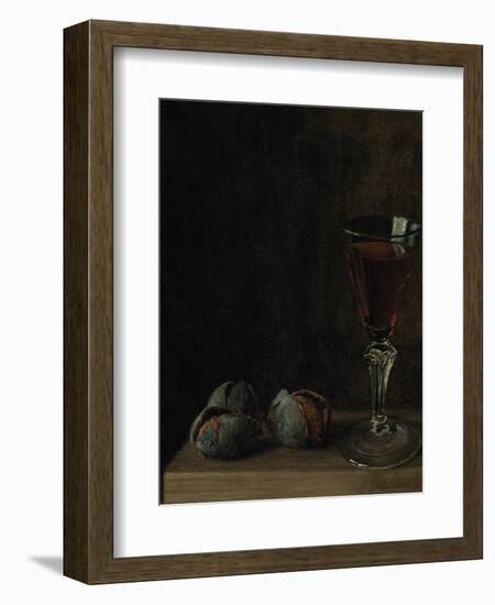 A Glass of Wine with Walnuts on a Table-Balthasar Denner-Framed Giclee Print